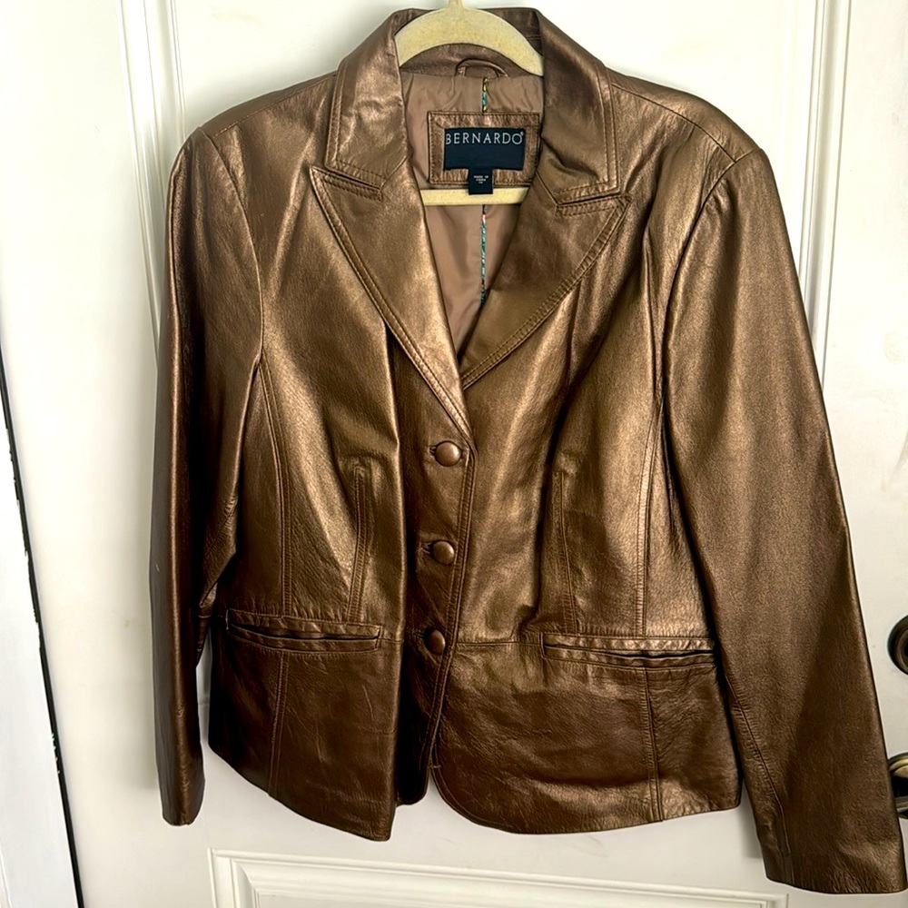 Metallic Bronze Buttery Soft Bernardo Leather Blazer / Jacket 1X